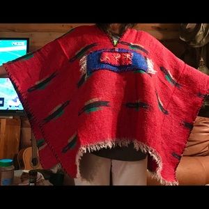 Handmade Santa Fe style Mexican blanket poncho